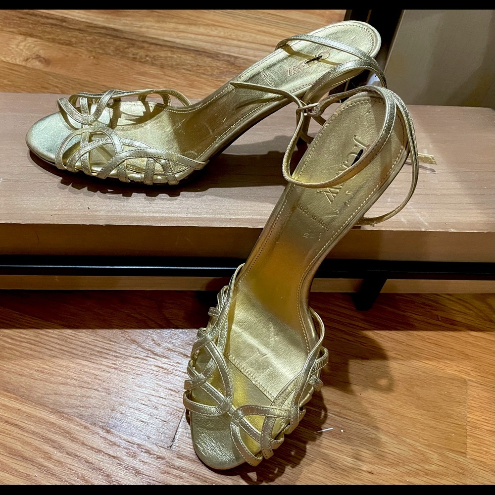 J.Crew Gold Open Toe Heals